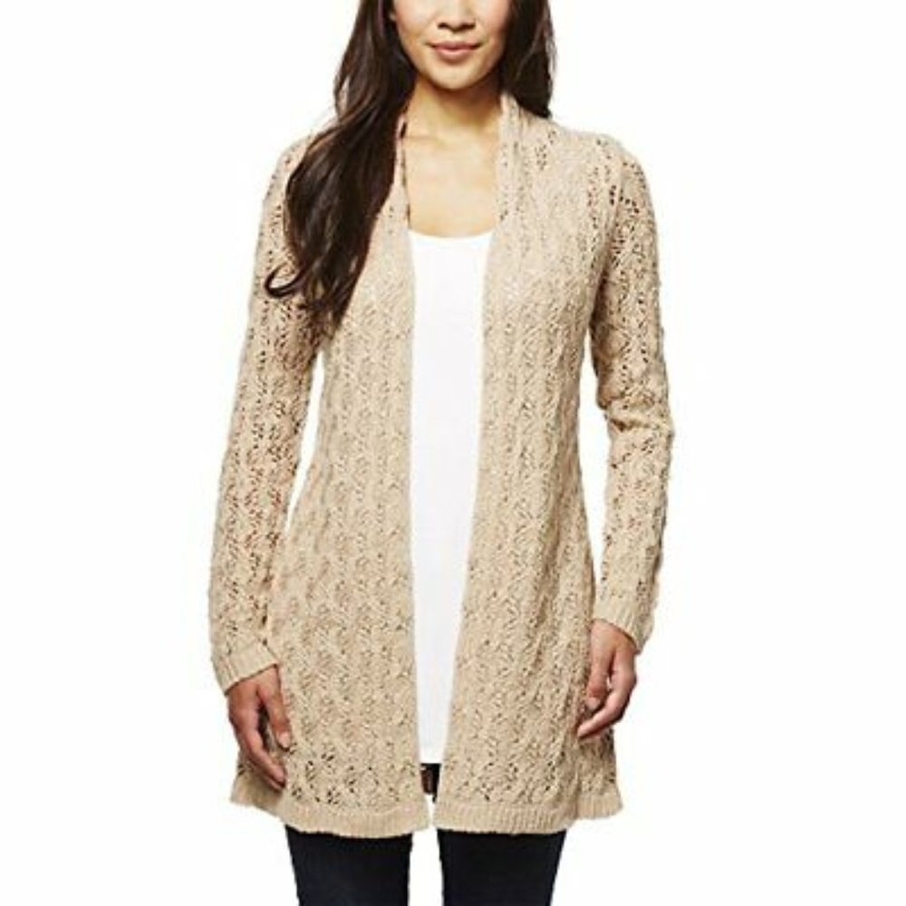 Leo & Nicole Pointelle Cardigan for Women Linen